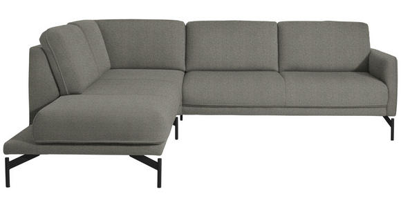 ECKSOFA in Flachgewebe Graubraun  - Anthrazit/Graubraun, Design, Textil/Metall (230/254cm) - Ambiente