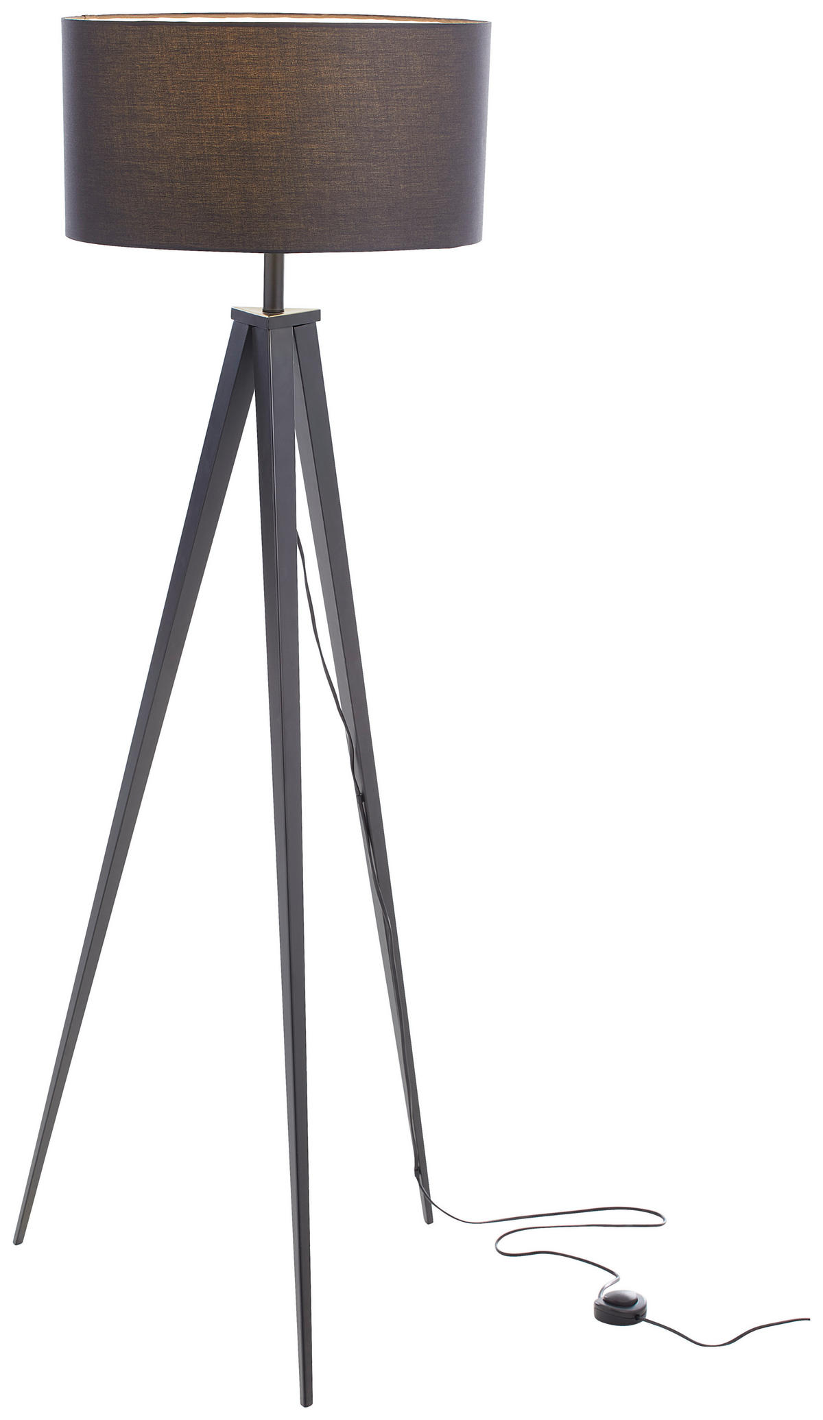 STOJACIA LAMPA, 49/158 cm  - čierna, Konventionell, kov/textil (49/158cm) - Ambiente