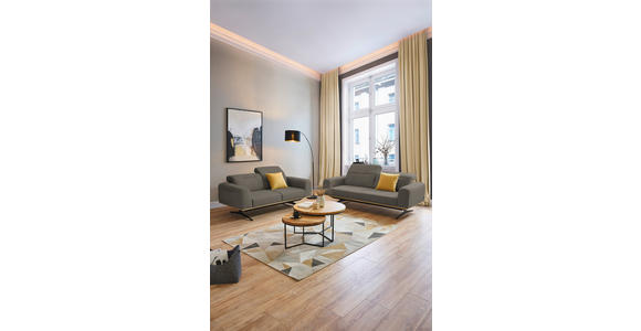 2-SITZER-SOFA in Leder Graubraun  - Graubraun/Schwarz, Design, Leder/Holz (174/76-97/102cm) - Novel
