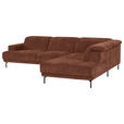 ECKSOFA Rotbraun Chenille Kopfteilverstellung, Sitztiefenverstellung  - Rotbraun/Schwarz, Design, Textil/Metall (307/243cm) - Xora