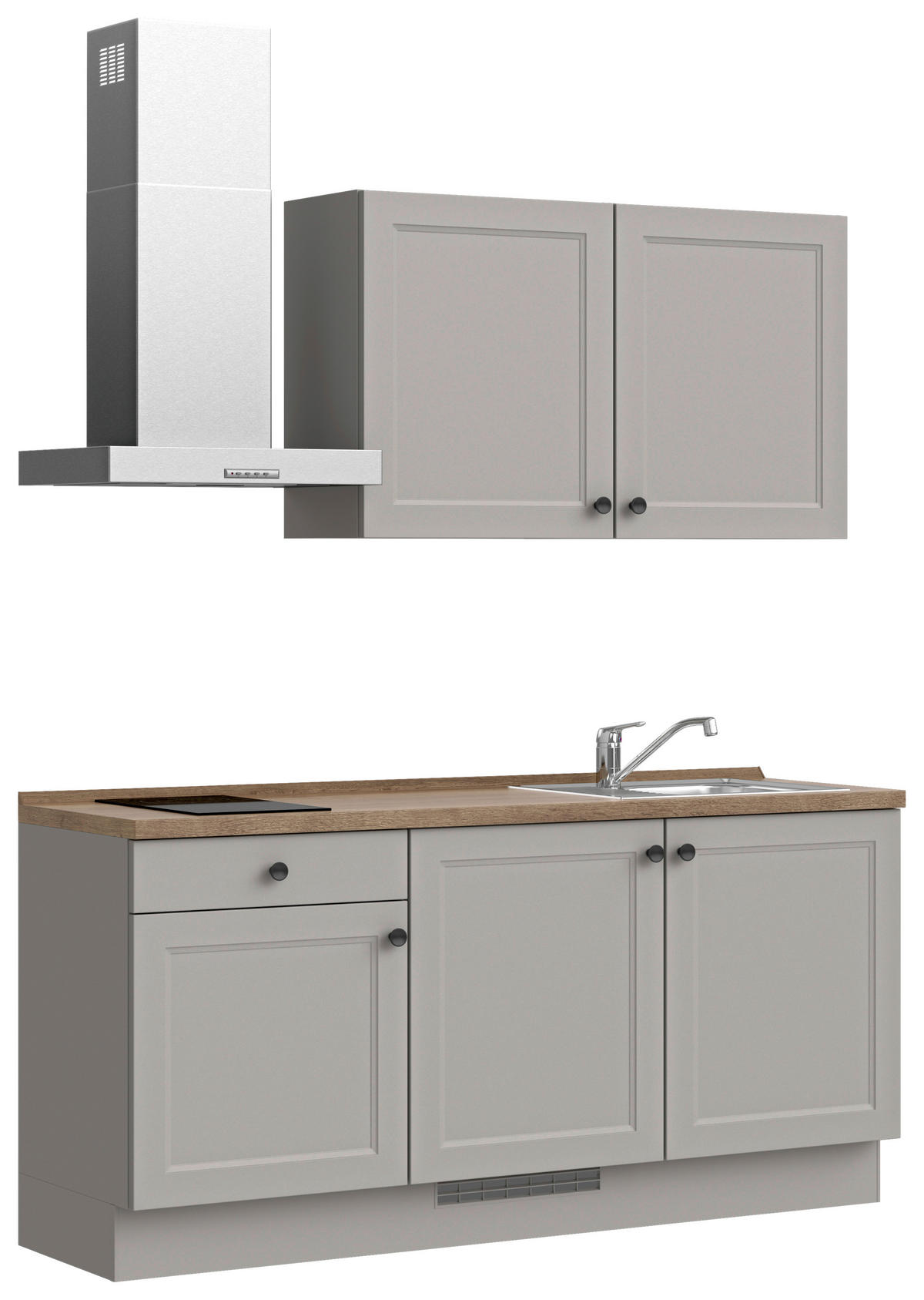 KÜCHENBLOCK Cascada 180 cm  in Grau, Eiche dunkel  - Eiche dunkel/Schwarz, MODERN, Holzwerkstoff/Metall (180cm) - Nobilia