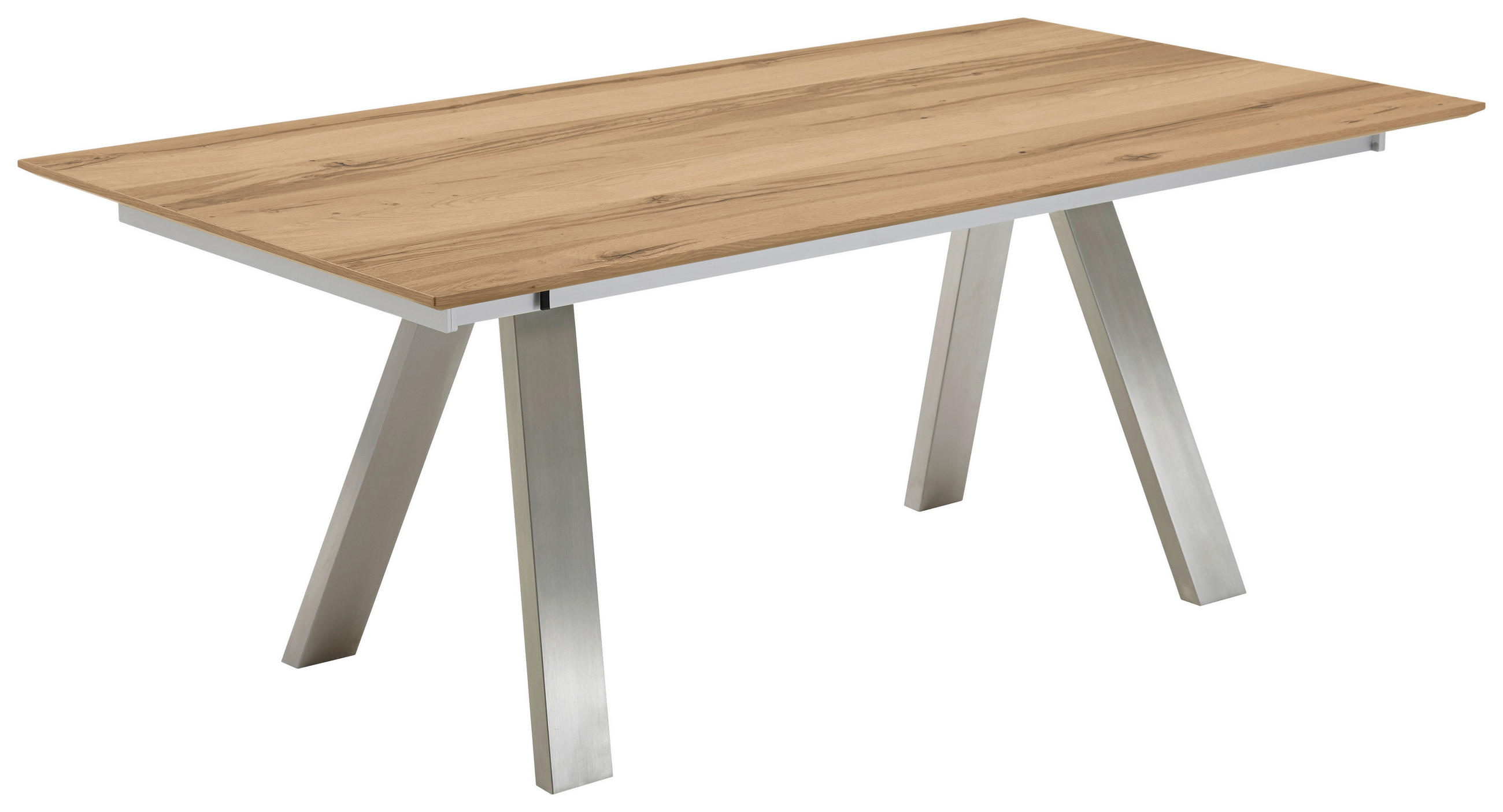 ESSTISCH 190-290/100/75 cm Echtholz  Holz, Metall ausziehbar, in verschiedenen Größen erhältlich, Variantenauswahl rechteckig Edelstahlfarben, Wildeiche  - Wildeiche/Edelstahlfarben, KONVENTIONELL, Holz/Metall (190-290/100/75cm) - Venjakob