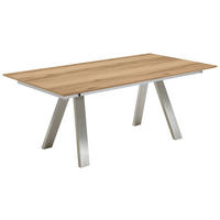ESSTISCH 190-290/100/75 cm Echtholz  Holz, Metall ausziehbar, in verschiedenen Größen erhältlich, Variantenauswahl rechteckig Edelstahlfarben, Wildeiche  - Wildeiche/Edelstahlfarben, KONVENTIONELL, Holz/Metall (190-290/100/75cm) - Venjakob
