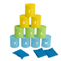 DOSENWURFSPIEL Dosenwerfen Blau, Hellgelb, Pastellgrün, Pastellblau  - Blau/Pastellblau, Basics, Kunststoff/Textil (17,5/24,9/16,2cm) - alldoro