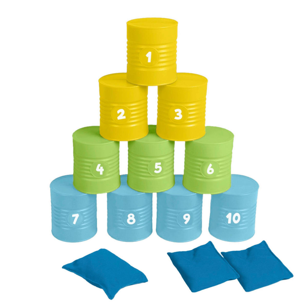 DOSENWURFSPIEL Dosenwerfen Blau, Hellgelb, Pastellgrün, Pastellblau  - Blau/Pastellblau, Basics, Kunststoff/Textil (17,5/24,9/16,2cm) - alldoro