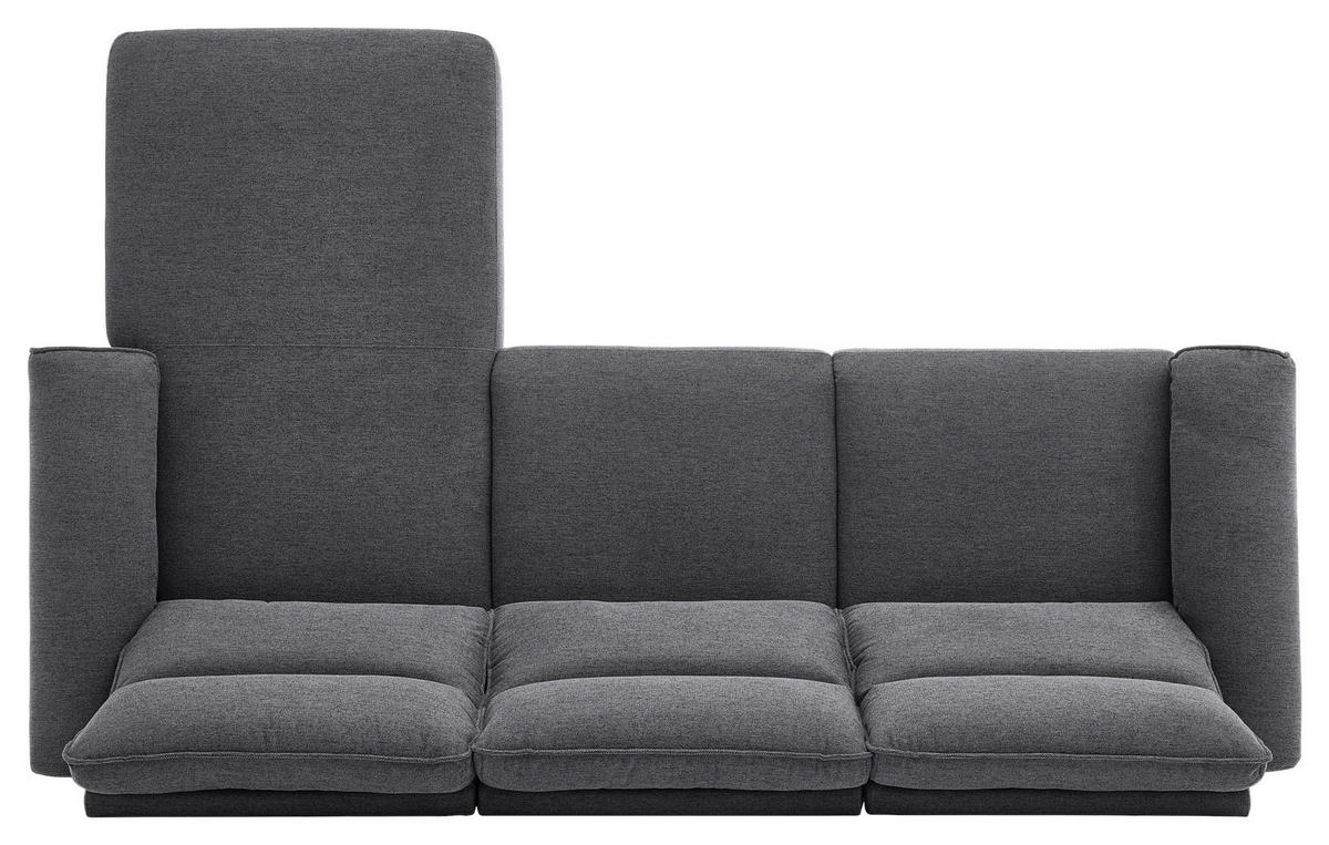 ECKSOFA Dunkelgrau Webstoff Rücken echt, Relaxfunktion  - Chromfarben/Dunkelgrau, Design, Textil/Metall (272/168cm) - Carryhome