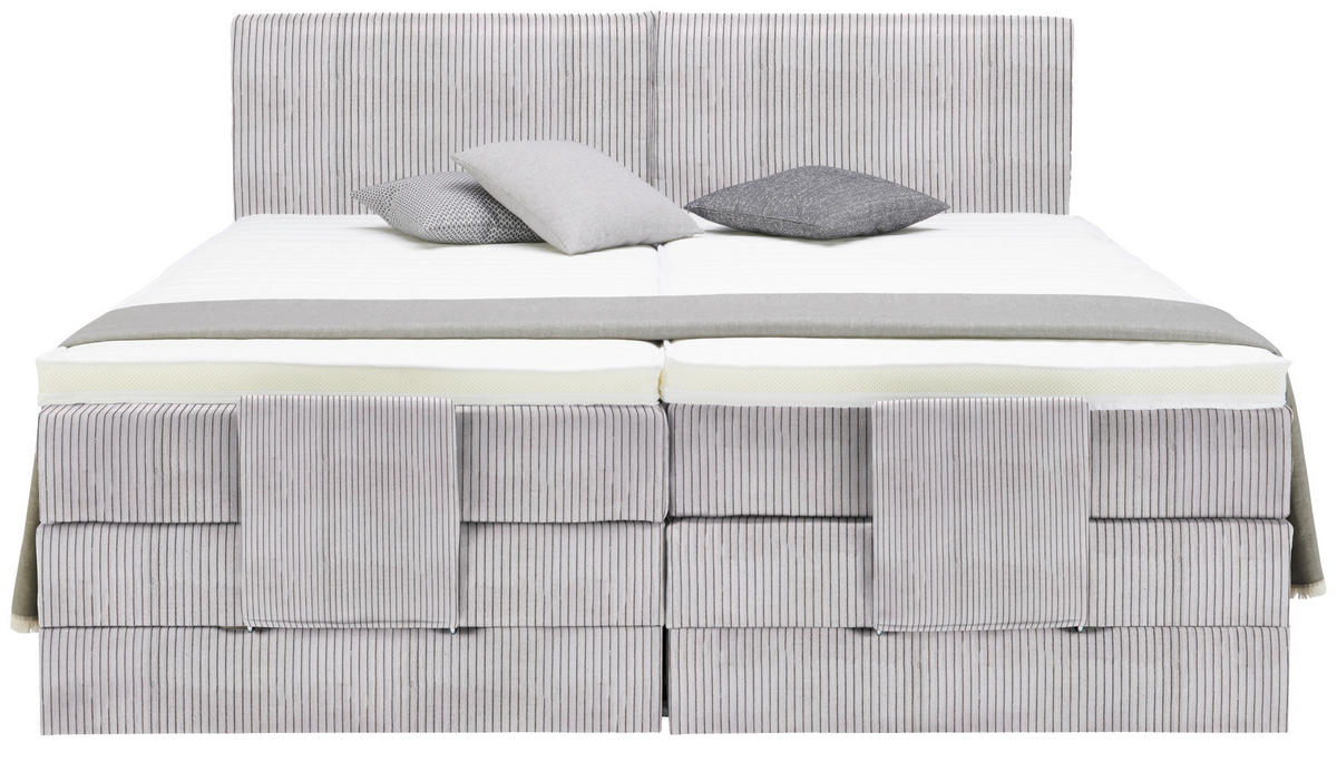 BOXSPRINGBETT 180/200 cm  in Grau  - Schwarz/Grau, Design, Kunststoff/Textil (180/200cm) - Hom`in
