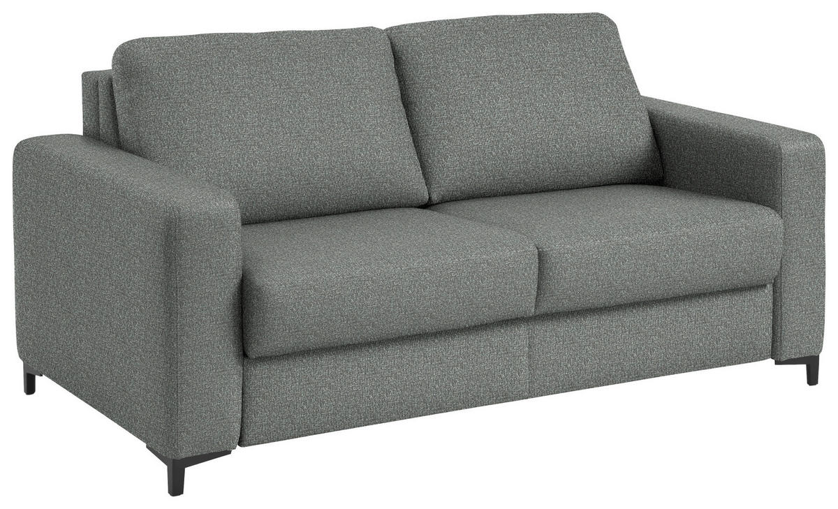 SCHLAFSOFA Webstoff Grau Fussart wählbar, Stoffauswahl, Schlafen auf Sitzhöhe, Armteil rechts, Armteil links, Rückenfutter  - Schwarz/Grau, Konventionell, Textil/Metall (196/87/103cm) - Dieter Knoll