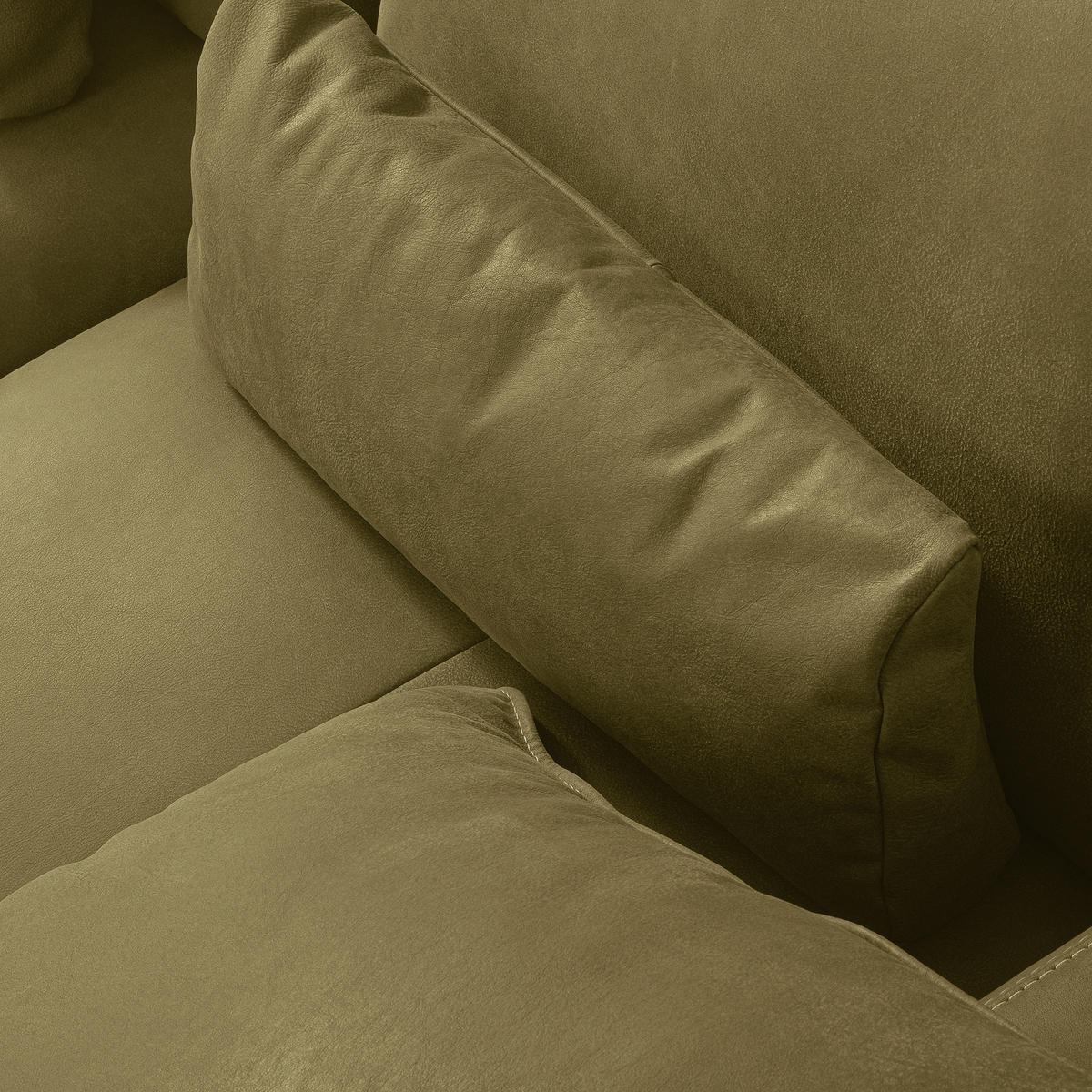 2-SITZER-SOFA  in Echtleder Olivgrün   - Beige/Schwarz, Design, Leder/Kunststoff (240/85/123cm) - Livetastic