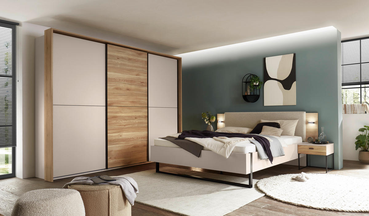 BETT 180/200 cm,  in Kaschmir, gepolstertes Kopfteil,  - Kaschmir/Schwarz, KONVENTIONELL, Textil/Metall (180/200cm) - Xora