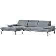 ECKSOFA Ottomane links, Eckteil  More_LZ Graublau Webstoff  - Graublau/Schwarz, Design, Textil/Metall (188/296cm) - Xora