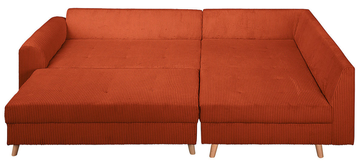 ECKSOFA inkl. Hocker Ariella in Cord Rostfarben  231/161 cm  - Rostfarben/Naturfarben, Design, Holz/Textil (231/161cm) - Livetastic