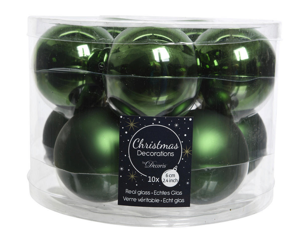 CHRISTBAUMKUGEL-SET 6 cm 10-teilig  - Pinienfarben, KONVENTIONELL, Glas (6cm)