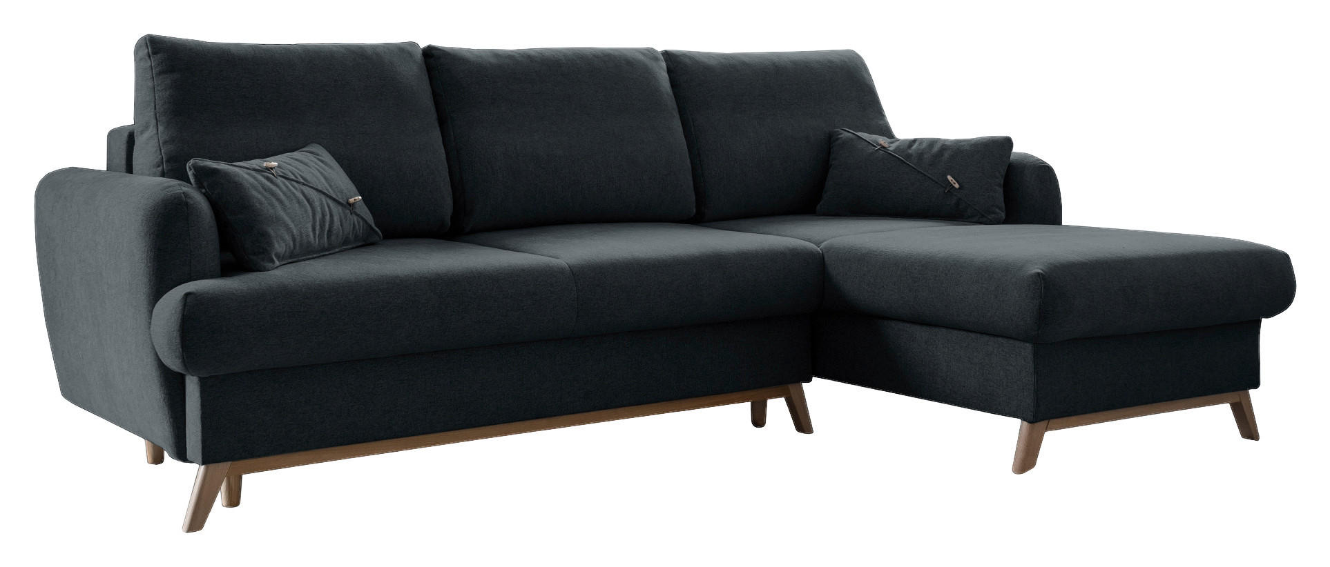 ECKSOFA Dunkelgrau Chenille  - Dunkelgrau/Naturfarben, Holz/Textil (235/157cm) - MID.YOU