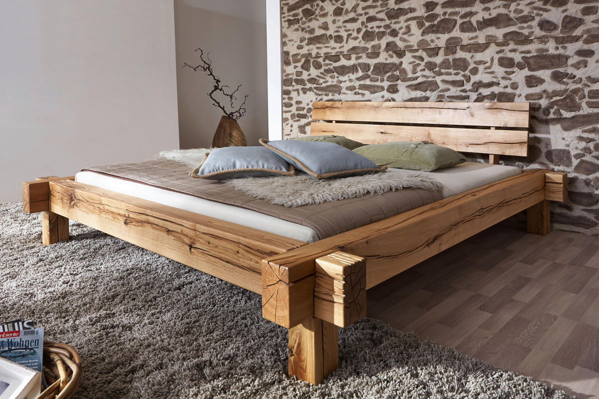 BALKENBETT - Eichefarben/Honig, KONVENTIONELL, Holz (200/200cm) - Livetastic