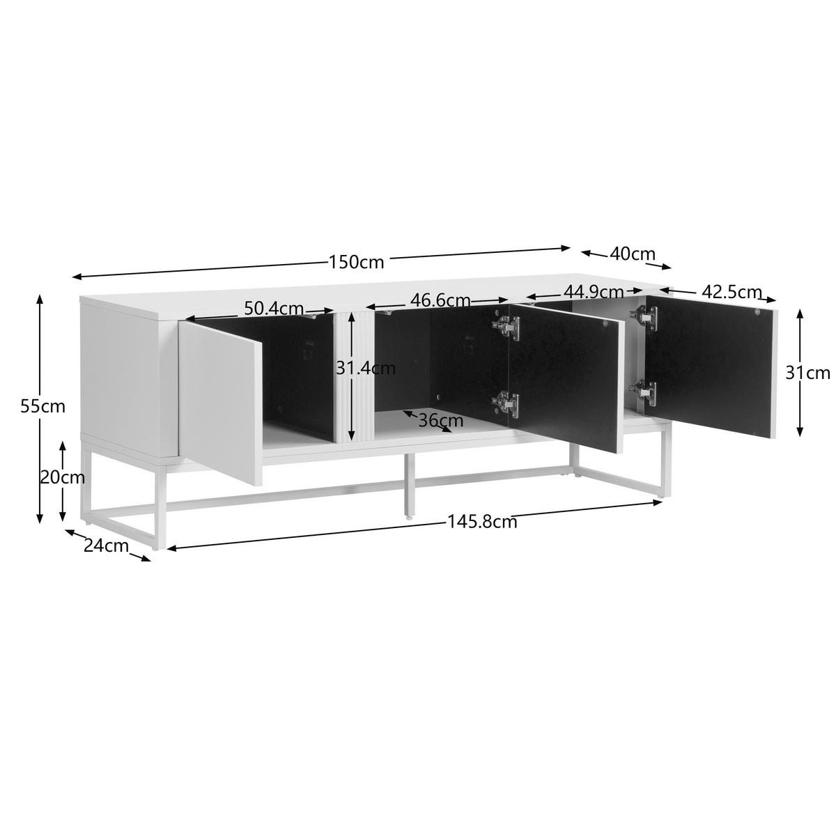 TV-BÄNK  150/55/40 cm  möbler i samma serie finns att köpa till, stående  - kashmir, Trend, metall/trämaterial (150/55/40cm) - Milino
