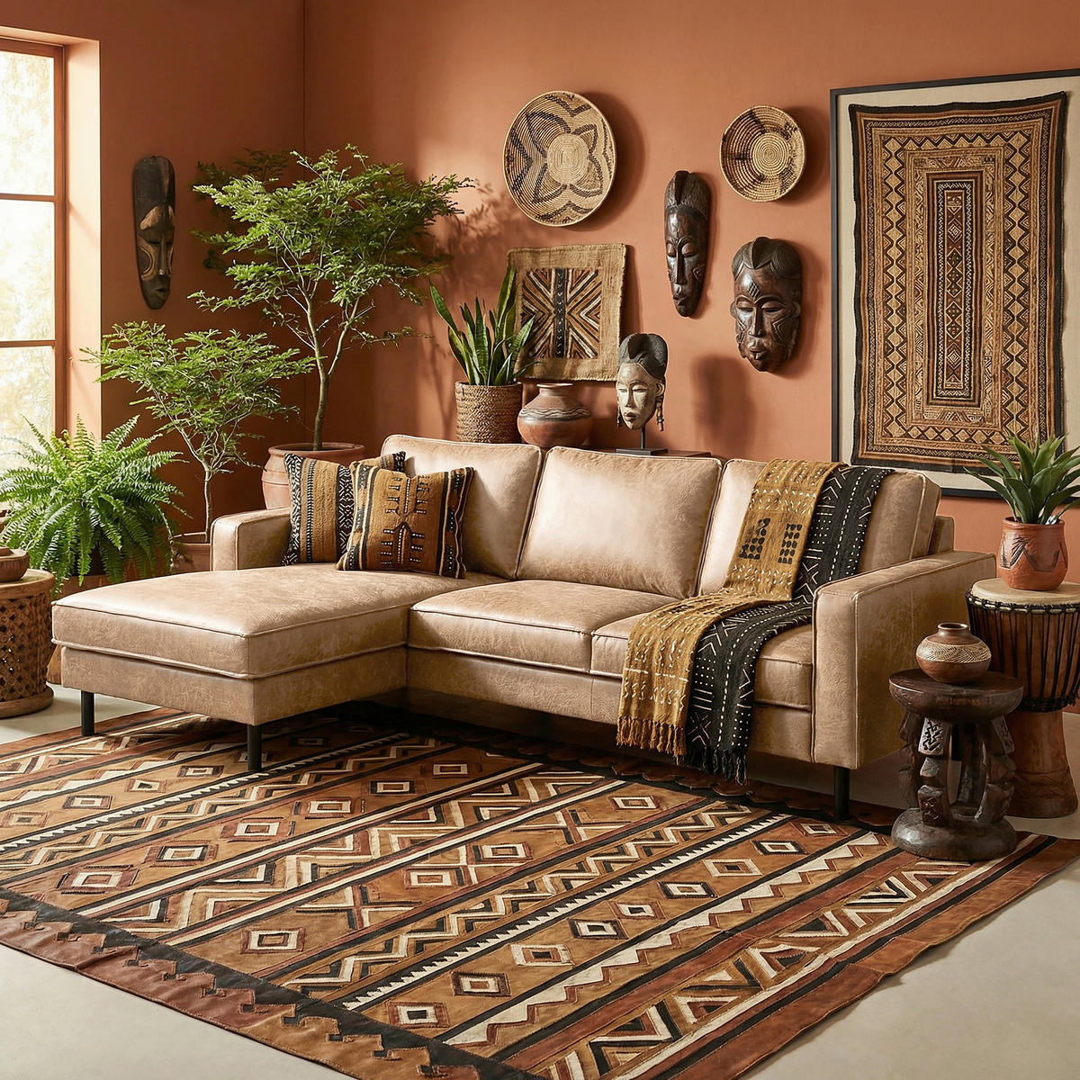 ECKSOFA Sandfarben Echtleder Lederlook Bettkasten, Schlaffunktion, Rücken echt  - Sandfarben/Schwarz, Design, Leder/Textil (166/238cm) - Livetastic