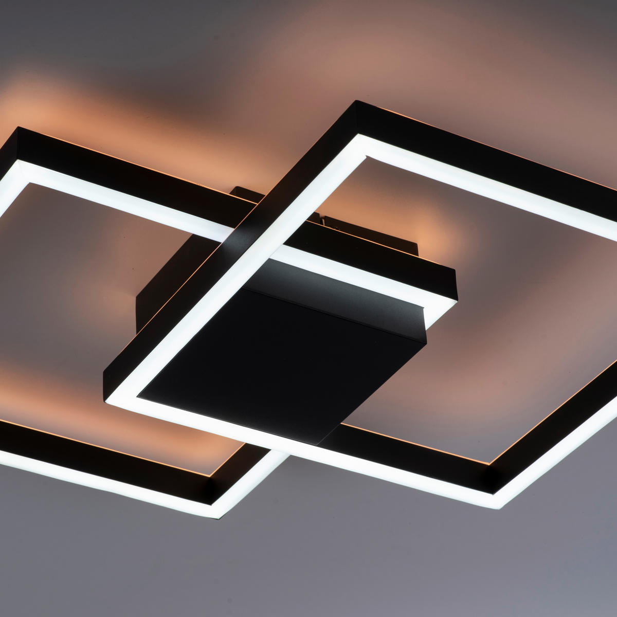 LED-DECKENLEUCHTE 52,5/52,5/9,5 cm    - Schwarz, Design, Kunststoff/Metall (52,5/52,5/9,5cm) - Paul Neuhaus