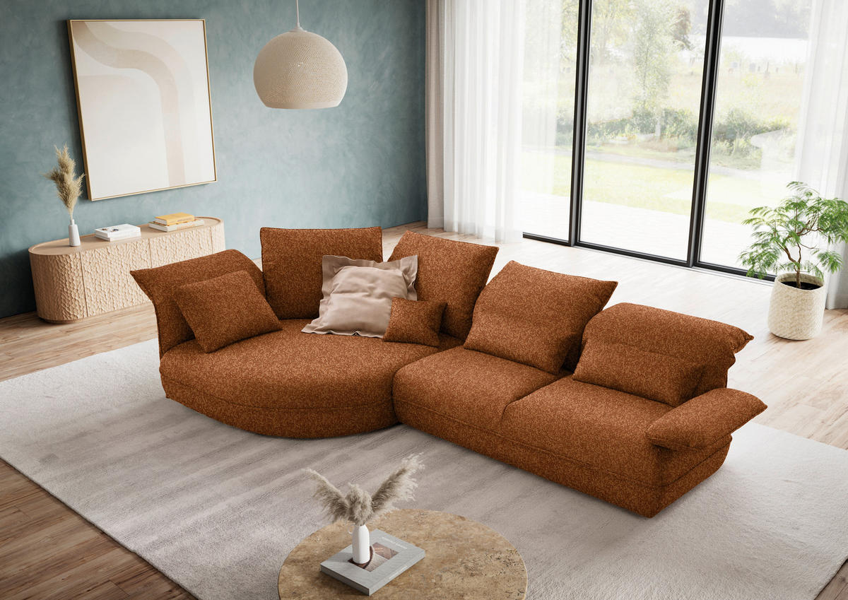 ECKSOFA  in Chenille Rostfarben  154/343 cm  - Rostfarben/Schwarz, Design, Kunststoff/Textil (154/343cm) - Koinor