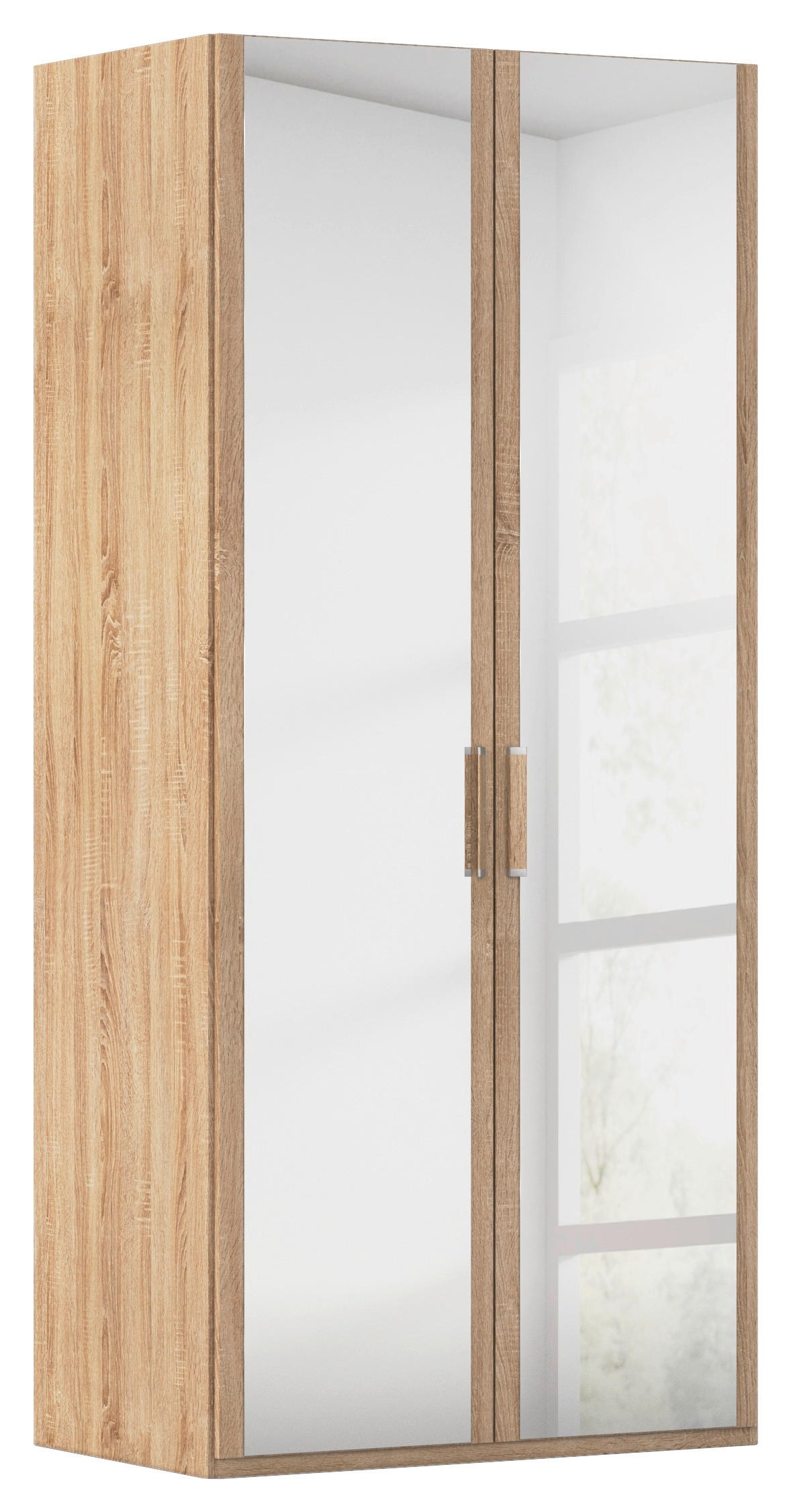 DREHTÜRENSCHRANK 101/223/60 cm 2-türig Sonoma Eiche  - Silberfarben/Sonoma Eiche, Design, Glas/Holzwerkstoff (101/223/60cm) - Novel
