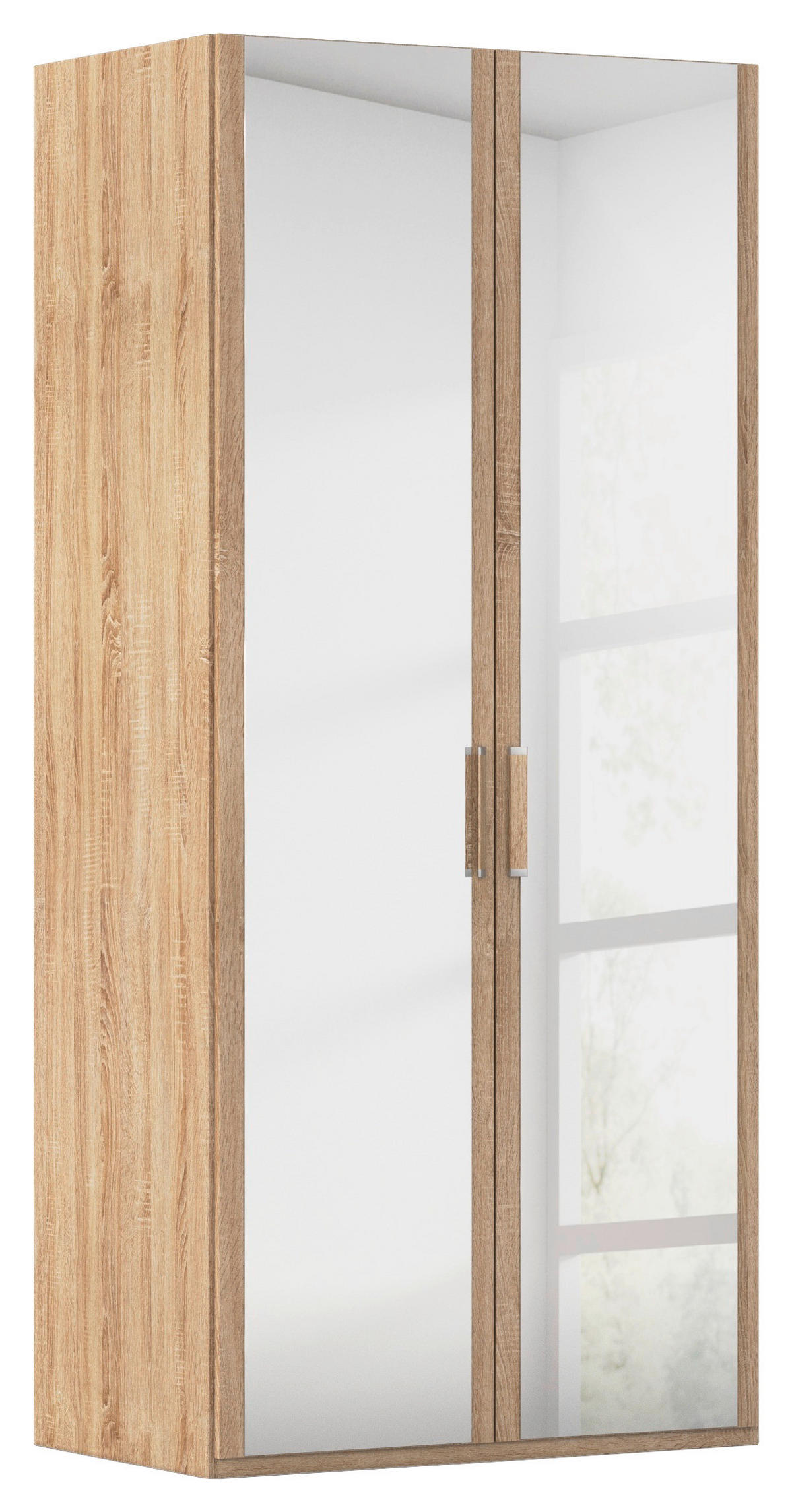 DREHTÜRENSCHRANK 101/223/60 cm 2-türig Sonoma Eiche  - Silberfarben/Sonoma Eiche, Design, Glas/Holzwerkstoff (101/223/60cm) - Novel