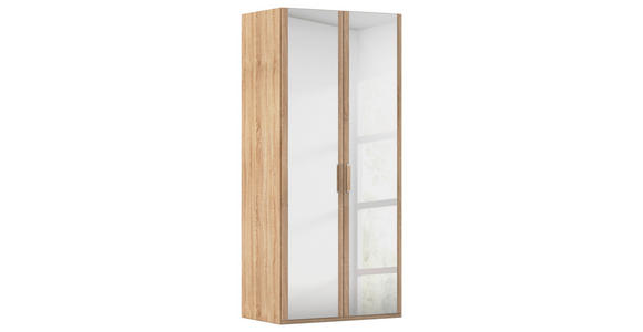 DREHTÜRENSCHRANK 101/223/60 cm 2-türig Sonoma Eiche - Silberfarben/Sonoma Eiche, Design, Glas/Holzwerkstoff (101/223/60cm) - Novel