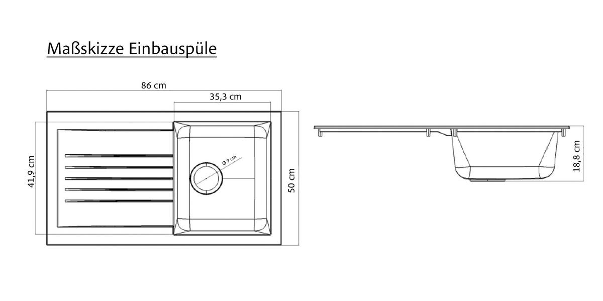 KÜCHENBLOCK 240 cm   in Graphitfarben, Eiche Wotan  - Schieferfarben/Eiche Wotan, Basics, Holzwerkstoff/Metall (240cm) - Held