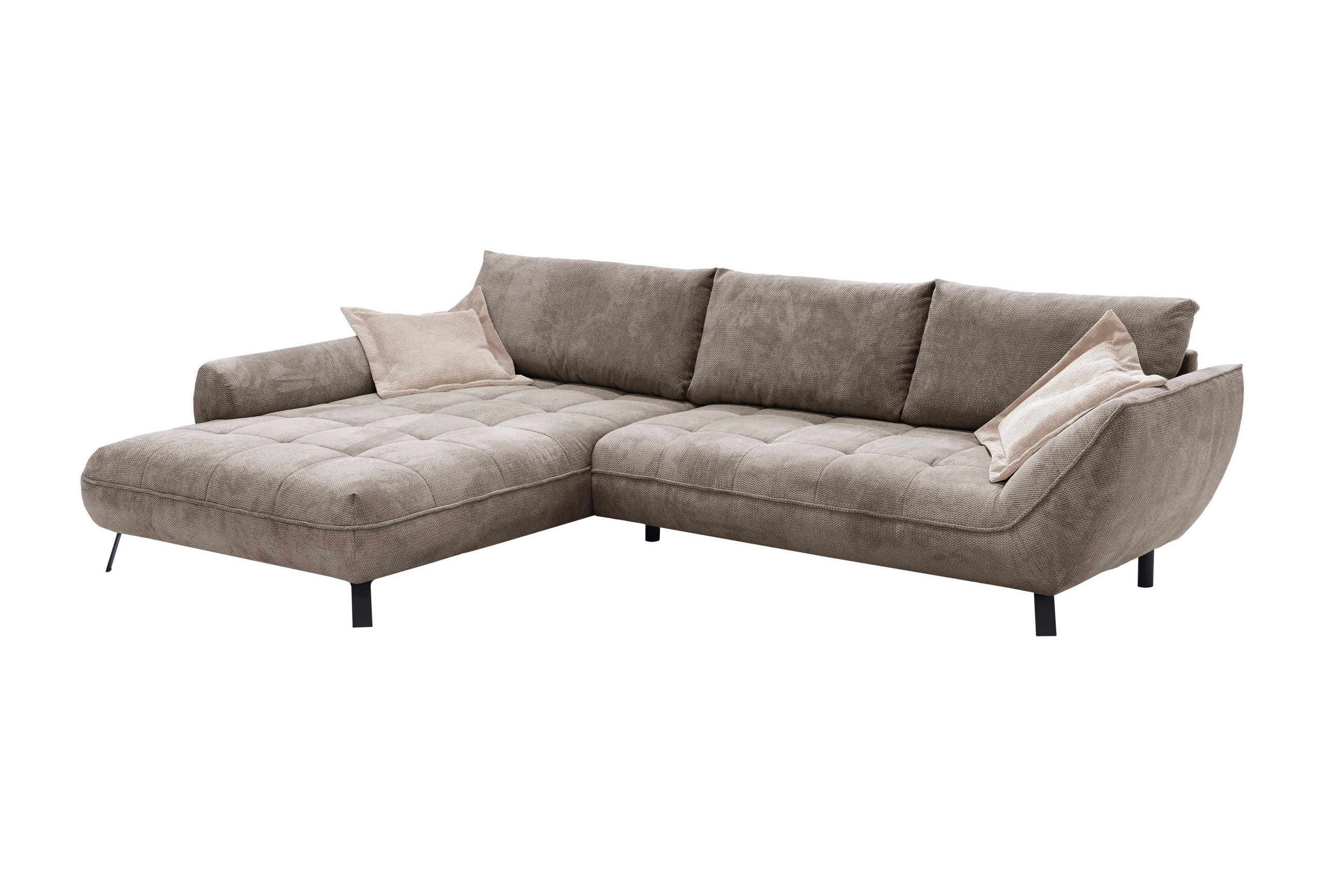ECKSOFA Cappuccino Struktur  - Beige/Schwarz, Design, Textil/Metall (205/324cm) - Livetastic