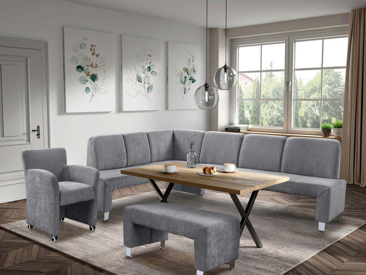 KLUPA KUTNA  antracit  drvo, tekstil, drvni materijal      - srebrne boje/antracit, Moderno, drvni materijal/drvo (263/198cm) - Livetastic