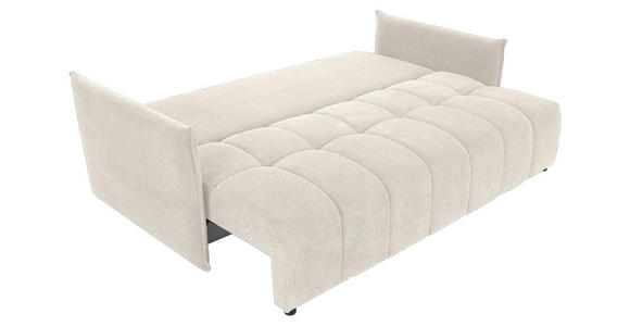 SCHLAFSOFA Plüsch Creme  inkl. Zierkissen, Rückenkissen, Bettkasten, Schlaffunktion, Rücken echt, Liegefläche im Originalstoff  - Creme/Schwarz, KONVENTIONELL, Kunststoff/Textil (200/73/105cm) - Carryhome