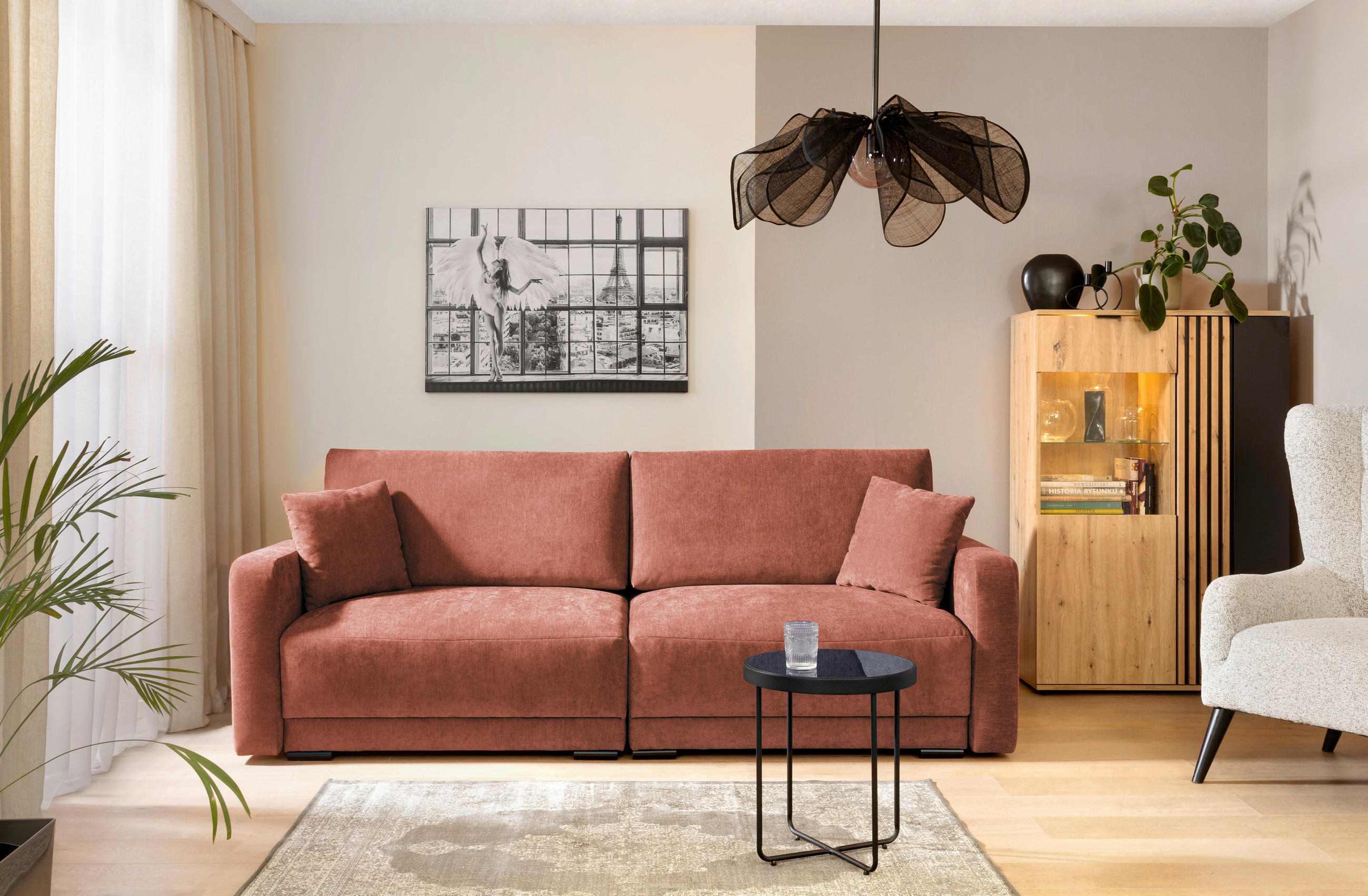 2-SITZER-SOFA Chenille Rostfarben  - Rostfarben/Schwarz, KONVENTIONELL, Kunststoff/Textil (233/90/110cm) - Carryhome