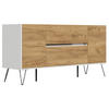 SIDEBOARD Posseik Industrial  in 155/75,8/42 cm  - Eichefarben/Weiß Hochglanz, Design, Holzwerkstoff/Metall (155/75,8/42cm) - P & B