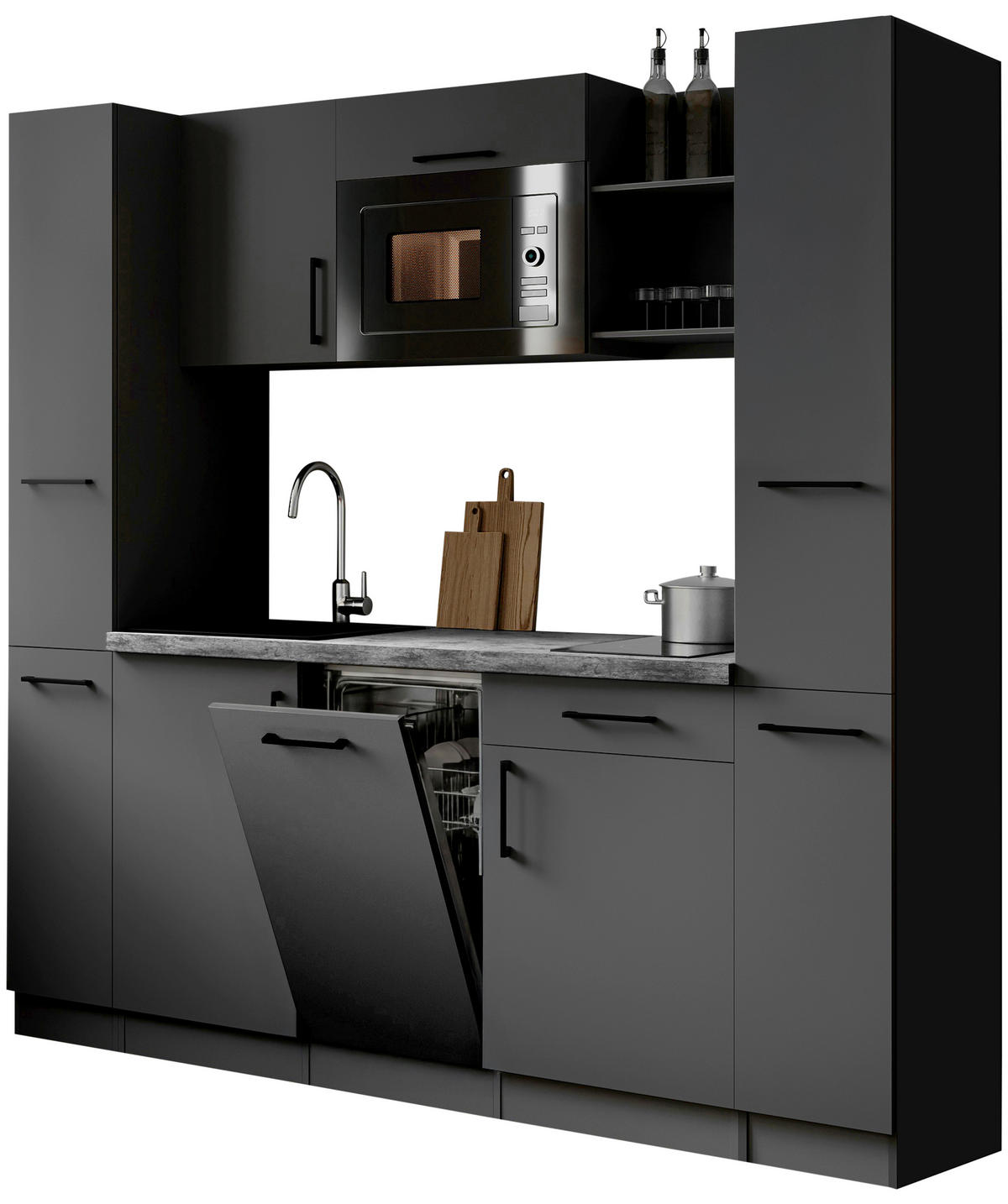 MODULKÖK 205 cm   i grå  - grå, Trend, metall/trämaterial (205cm) - Respekta