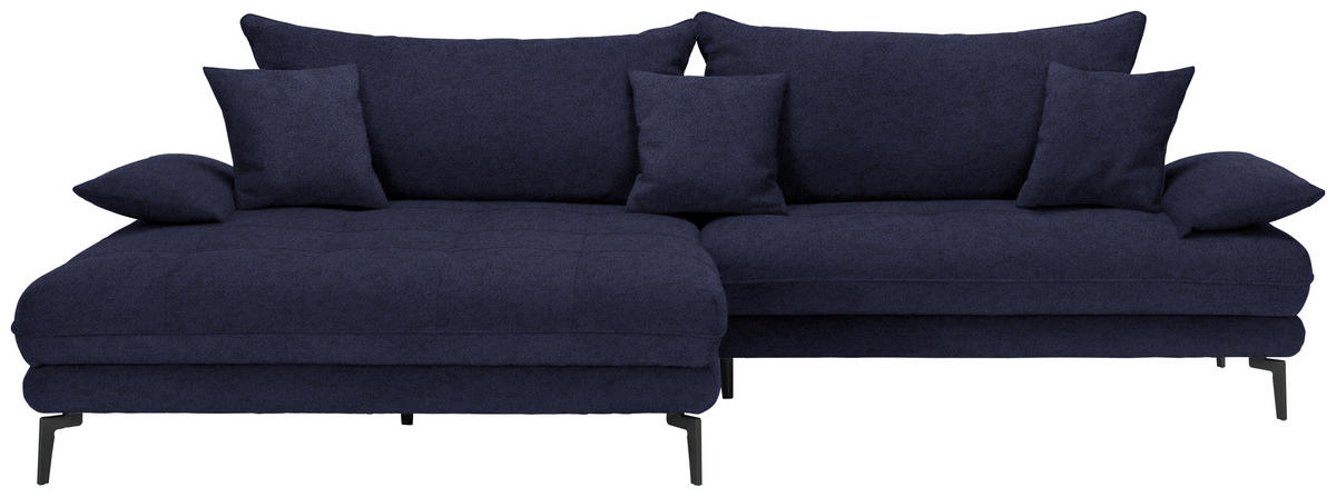 ECKSOFA PRATO Schwarz Flachgewebe  - Schwarz, MODERN, Textil/Metall (176/292cm) - MID.YOU