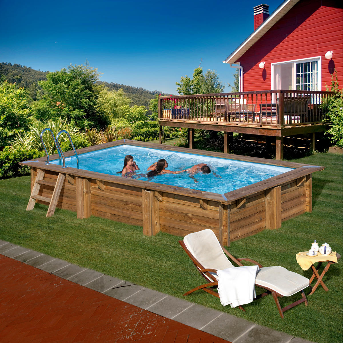 POOL-SET 2024 420/270/117 cm  - Kieferfarben, KONVENTIONELL, Holz (420/270/117cm) - Gre