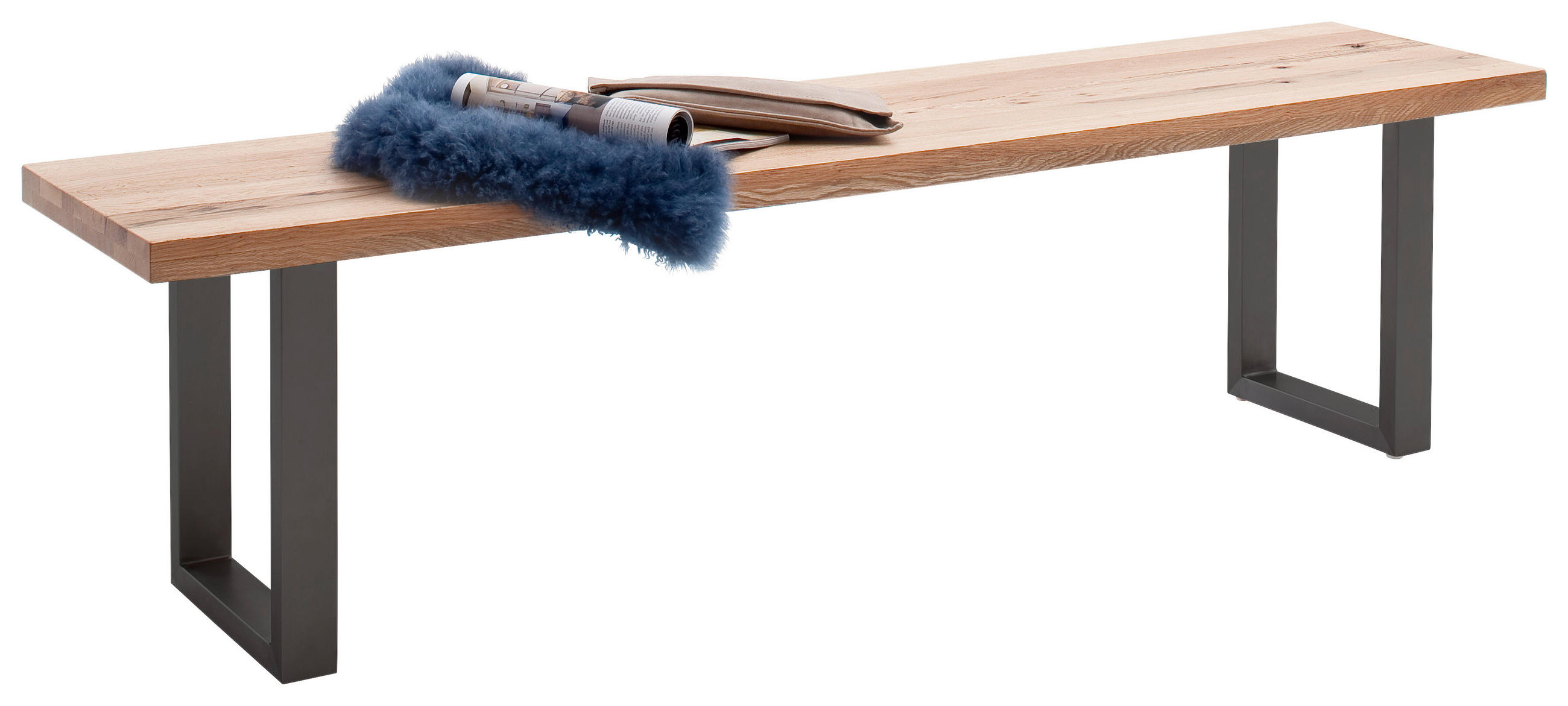 SITZBANK 160/50/40 cm Anthrazit, Eichefarben Wildeiche massiv Metall - Eichefarben/Anthrazit, Design, Holz/Metall (160/50/40cm) - Novel