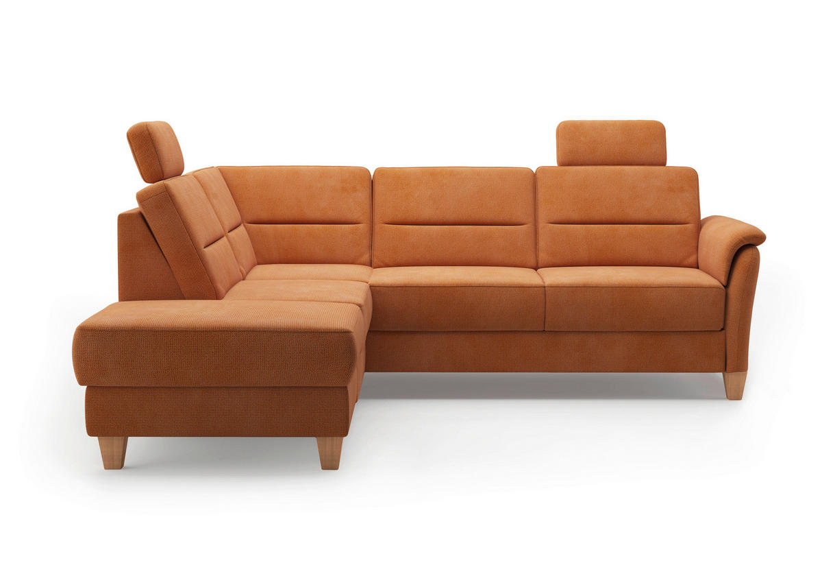 ECKSOFA in Flachgewebe Terracotta  212/236 cm  - Eichefarben/Terracotta, KONVENTIONELL, Holz/Textil (212/236cm) - Sit & More