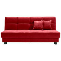 SCHLAFSOFA Mikrovelours Rot  - Rot/Schwarz, KONVENTIONELL, Textil/Metall (185/85/100cm) - Carryhome