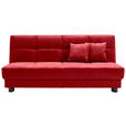 SCHLAFSOFA Mikrovelours Rot  - Rot/Schwarz, KONVENTIONELL, Textil/Metall (185/85/100cm) - Carryhome