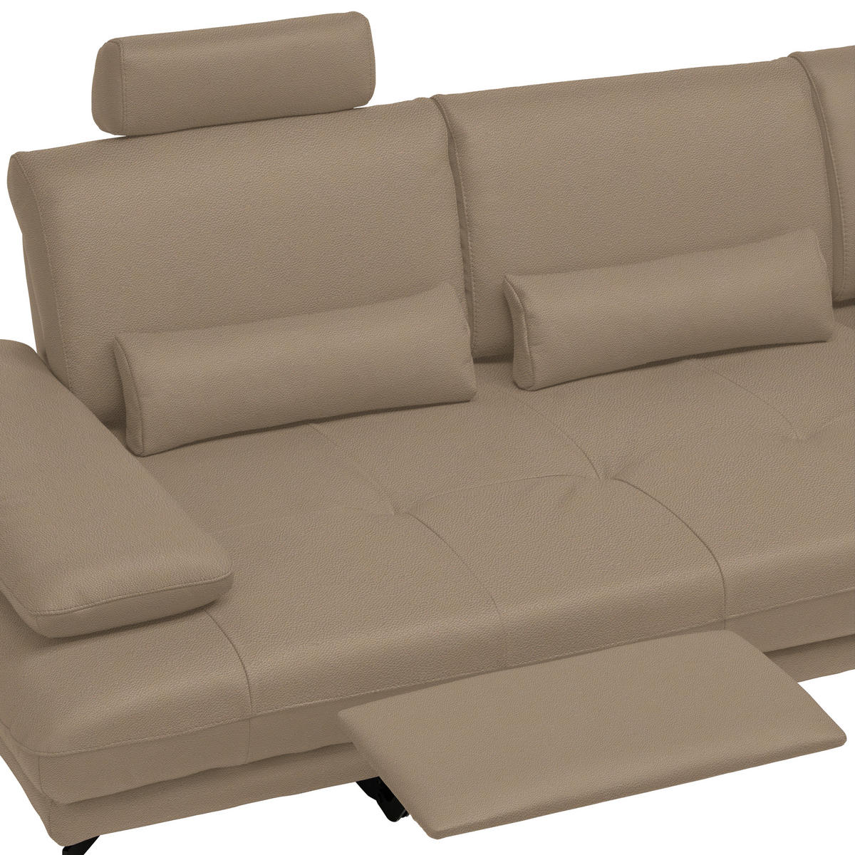 ECKSOFA in Echtleder Mokka  - Schwarz/Mokka, Design, Leder/Metall (273/187cm) - Celina Home