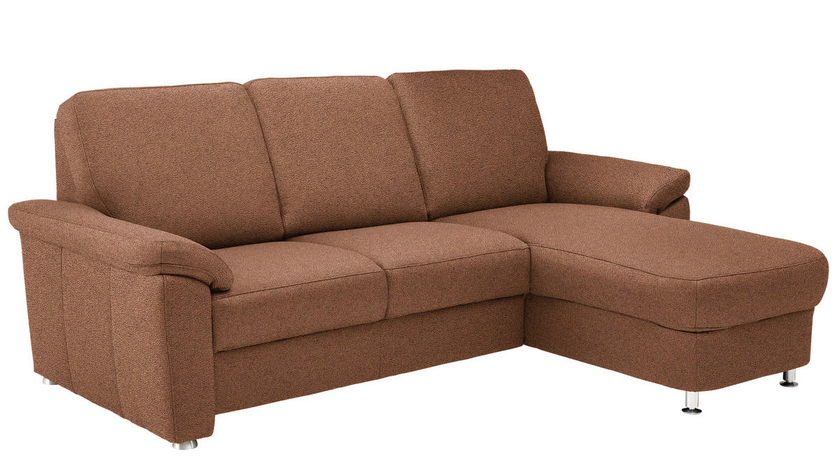 ECKSOFA in Webstoff Braun  220/163 cm  - Chromfarben/Braun, KONVENTIONELL, Textil/Metall (220/163cm) - Beldomo System