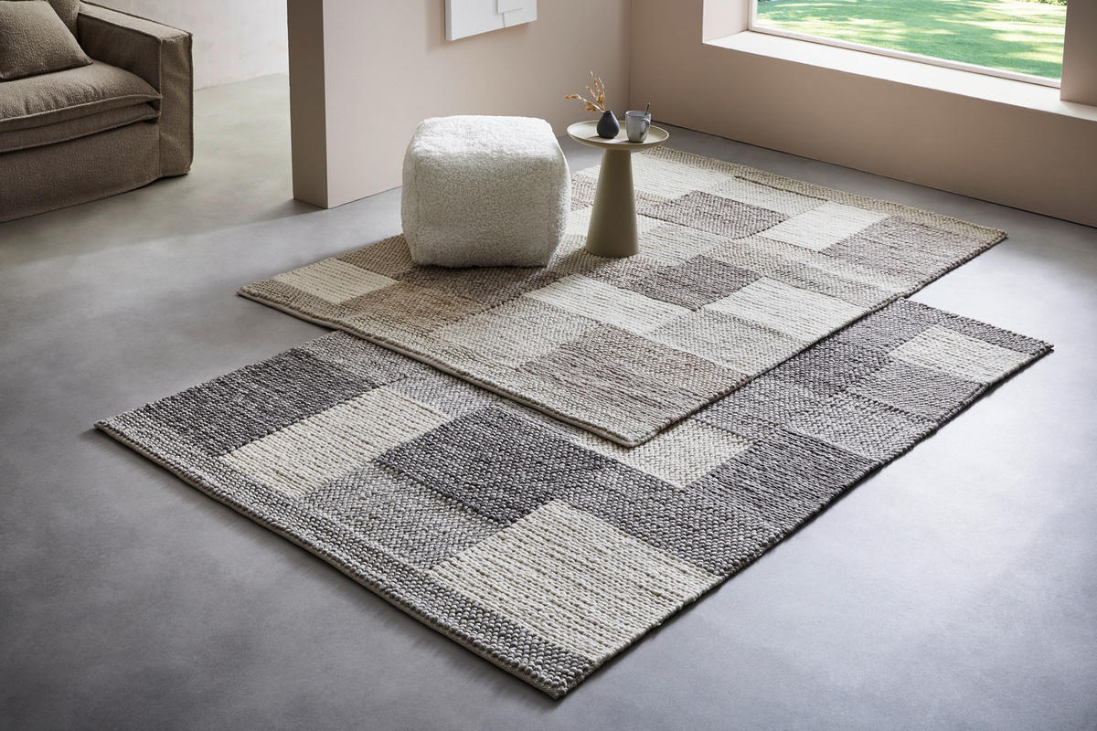 RUČNĚ TKANÝ KOBEREC, 160/230 cm, šedá, tmavě šedá - šedá/tmavě šedá, Natur, textil (160/230cm) - Linea Natura