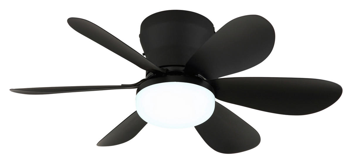 STROPNI VENTILATOR  Delores   2700-6500 K   - črna/bela, Design, kovina/umetna masa (51/16,5cm) - Globo