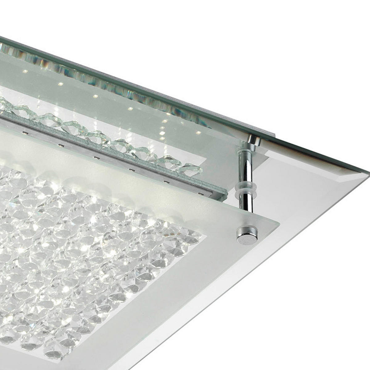 LED-DECKENLEUCHTE 1015 ANTILIA 28/28/7 cm   - Klar/Chromfarben, Design, Glas/Metall (28/28/7cm)