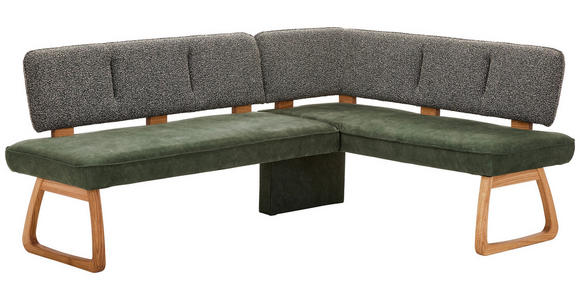 ECKBANK 208/155 cm  in Grün, Dunkelgrün  - Dunkelgrün/Grün, KONVENTIONELL, Holz/Textil (208/155cm) - Venda
