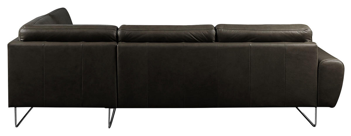 ECKSOFA in Echtleder Schwarz  273/250 cm  - Chromfarben/Schwarz, Design, Leder/Metall (273/250cm) - Livetastic