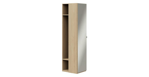 KLEIDERSCHRANK 1-türig Eichefarben  - Edelstahlfarben/Eichefarben, Design, Glas/Holzwerkstoff (51,3/213,6/59,3cm) - Cantus