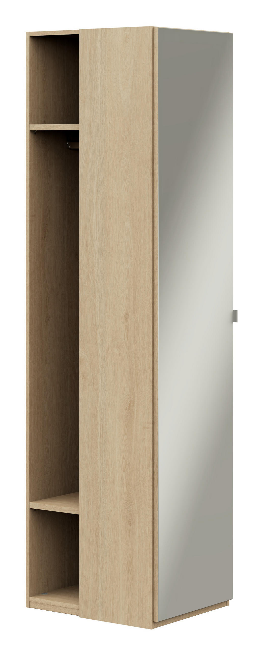 KLEIDERSCHRANK in Eichefarben  - Edelstahlfarben/Eichefarben, Design, Glas/Holzwerkstoff (51,3/213,6/59,3cm) - Cantus