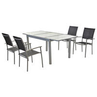 GARTENSET 5-teilig Aluminium 5-teilig  - Silberfarben/Schwarz, MODERN, Textil/Metall - Gardenson