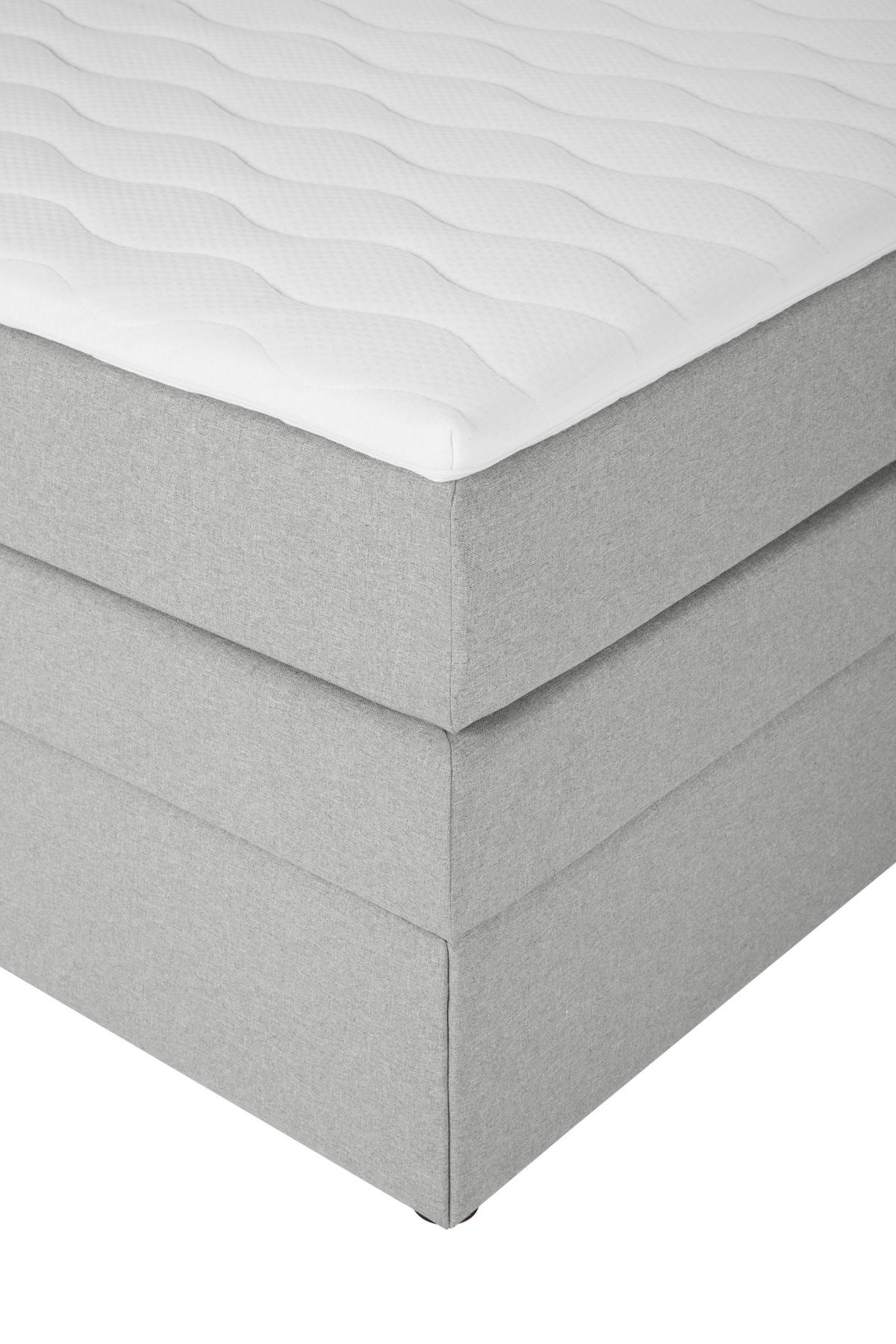 BOXSPRINGBETT 90/200 cm  in Hellgrau  - Hellgrau/Schwarz, Design, Kunststoff/Textil (90/200cm) - Welnova